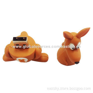 Custom Kangaroo-shaped Thumb USB Drive, Made of Soft PVC Material, OEM Orders are Welcome
